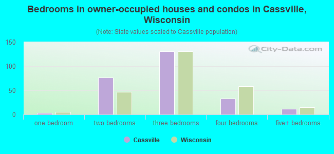 Bedrooms in owner-occupied houses and condos in Cassville, Wisconsin