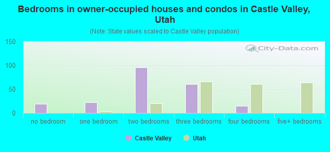 Bedrooms in owner-occupied houses and condos in Castle Valley, Utah
