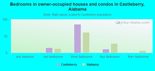 Bedrooms in owner-occupied houses and condos in Castleberry, Alabama