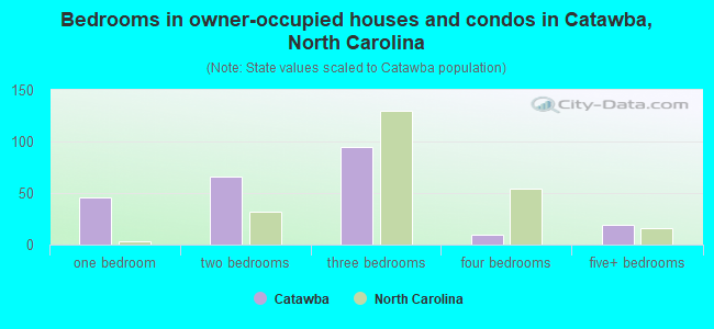 Bedrooms in owner-occupied houses and condos in Catawba, North Carolina