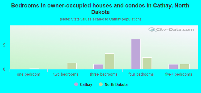 Bedrooms in owner-occupied houses and condos in Cathay, North Dakota