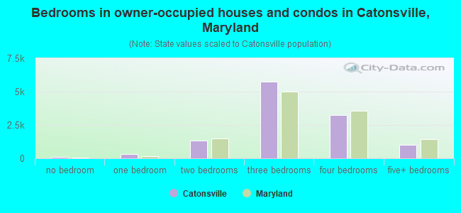 Bedrooms in owner-occupied houses and condos in Catonsville, Maryland