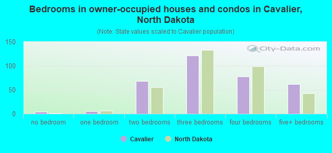 Bedrooms in owner-occupied houses and condos in Cavalier, North Dakota