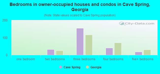 Bedrooms in owner-occupied houses and condos in Cave Spring, Georgia