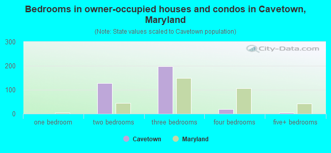 Bedrooms in owner-occupied houses and condos in Cavetown, Maryland