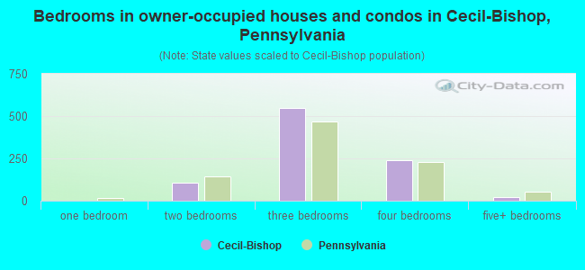 Bedrooms in owner-occupied houses and condos in Cecil-Bishop, Pennsylvania
