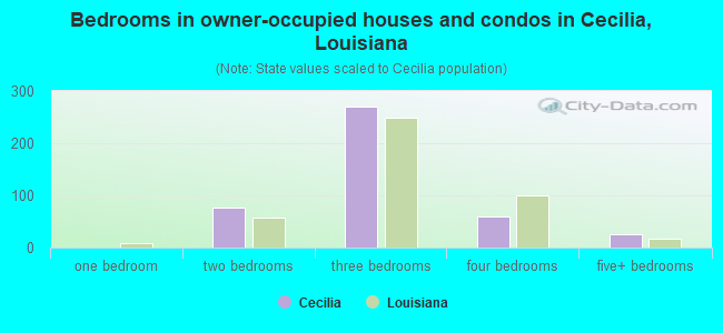 Bedrooms in owner-occupied houses and condos in Cecilia, Louisiana