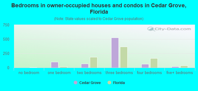 Bedrooms in owner-occupied houses and condos in Cedar Grove, Florida