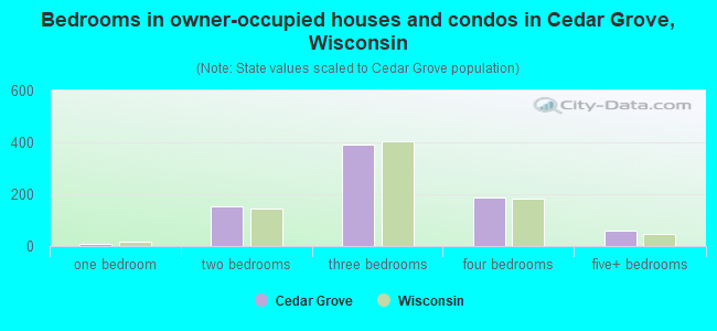 Bedrooms in owner-occupied houses and condos in Cedar Grove, Wisconsin