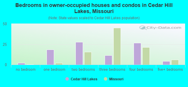 Bedrooms in owner-occupied houses and condos in Cedar Hill Lakes, Missouri
