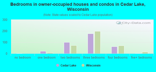 Bedrooms in owner-occupied houses and condos in Cedar Lake, Wisconsin