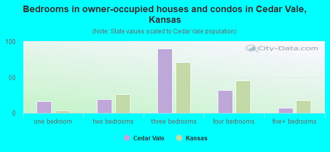 Bedrooms in owner-occupied houses and condos in Cedar Vale, Kansas