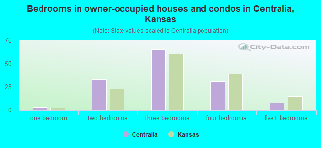 Bedrooms in owner-occupied houses and condos in Centralia, Kansas