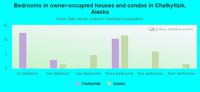 Bedrooms in owner-occupied houses and condos in Chalkyitsik, Alaska