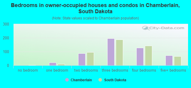 Bedrooms in owner-occupied houses and condos in Chamberlain, South Dakota