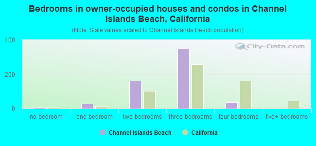 Bedrooms in owner-occupied houses and condos in Channel Islands Beach, California