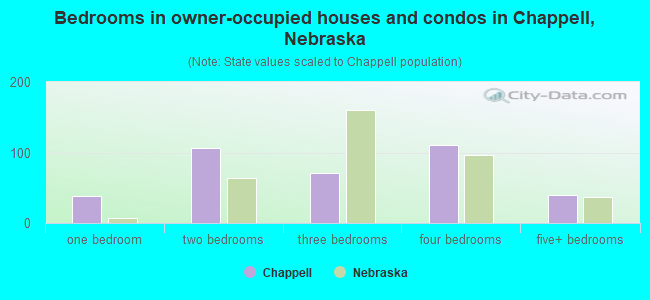 Bedrooms in owner-occupied houses and condos in Chappell, Nebraska