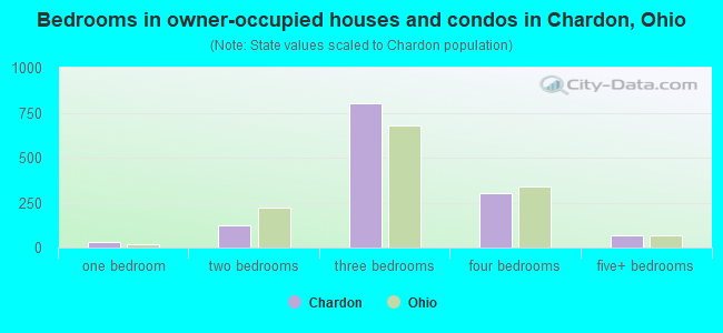 Bedrooms in owner-occupied houses and condos in Chardon, Ohio