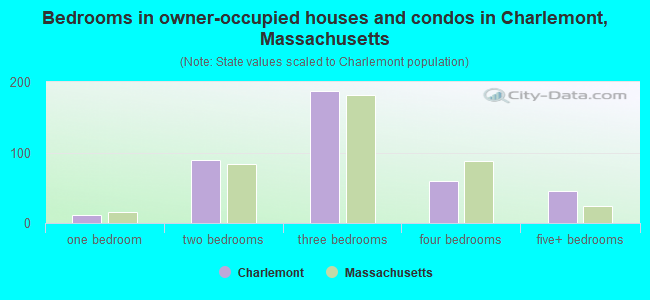 Bedrooms in owner-occupied houses and condos in Charlemont, Massachusetts