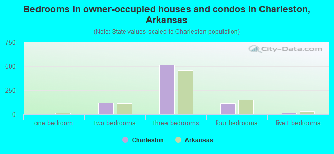 Bedrooms in owner-occupied houses and condos in Charleston, Arkansas