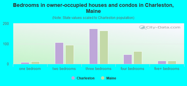 Bedrooms in owner-occupied houses and condos in Charleston, Maine