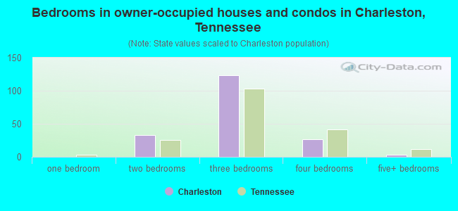 Bedrooms in owner-occupied houses and condos in Charleston, Tennessee