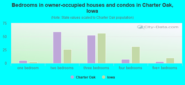 Bedrooms in owner-occupied houses and condos in Charter Oak, Iowa