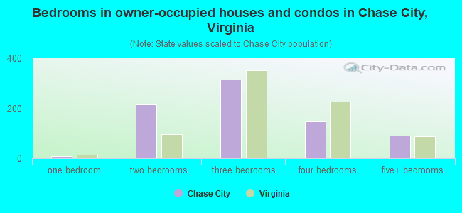 Bedrooms in owner-occupied houses and condos in Chase City, Virginia