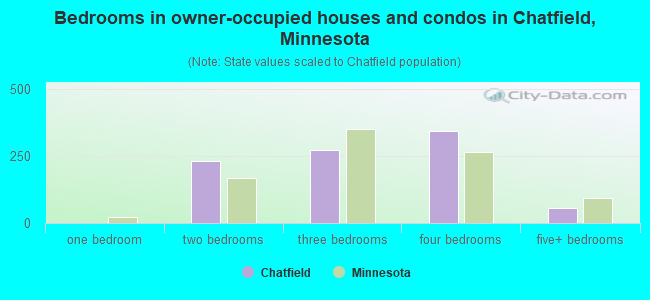 Bedrooms in owner-occupied houses and condos in Chatfield, Minnesota
