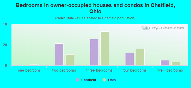 Bedrooms in owner-occupied houses and condos in Chatfield, Ohio