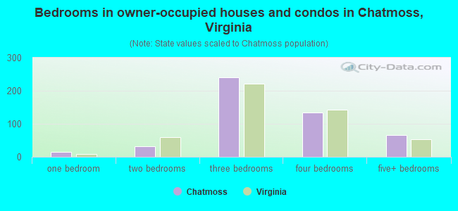 Bedrooms in owner-occupied houses and condos in Chatmoss, Virginia