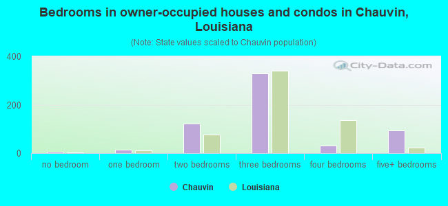 Bedrooms in owner-occupied houses and condos in Chauvin, Louisiana