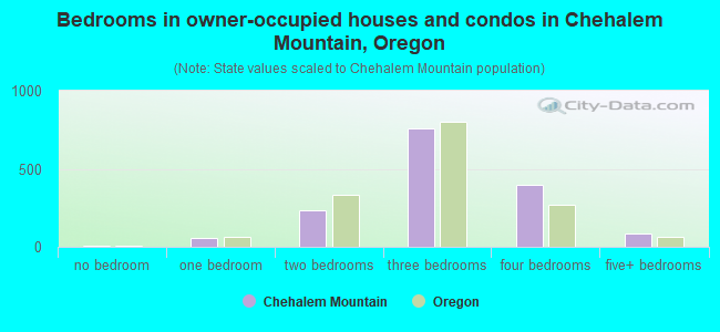 Bedrooms in owner-occupied houses and condos in Chehalem Mountain, Oregon