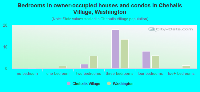 Bedrooms in owner-occupied houses and condos in Chehalis Village, Washington