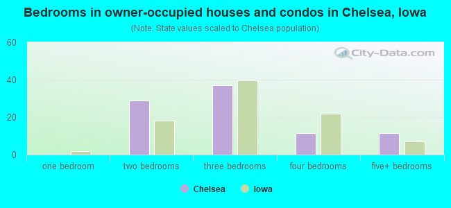 Bedrooms in owner-occupied houses and condos in Chelsea, Iowa