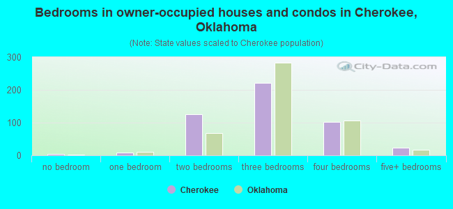 Bedrooms in owner-occupied houses and condos in Cherokee, Oklahoma