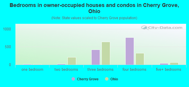 Bedrooms in owner-occupied houses and condos in Cherry Grove, Ohio
