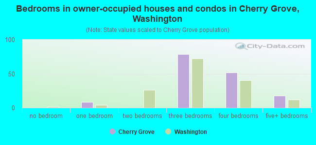 Bedrooms in owner-occupied houses and condos in Cherry Grove, Washington