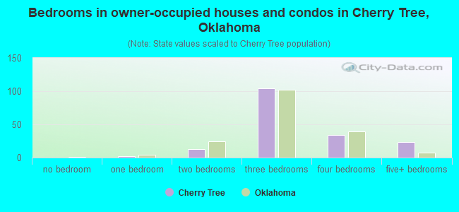 Bedrooms in owner-occupied houses and condos in Cherry Tree, Oklahoma