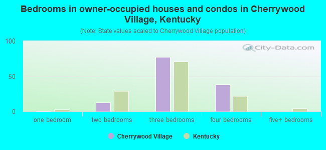 Bedrooms in owner-occupied houses and condos in Cherrywood Village, Kentucky