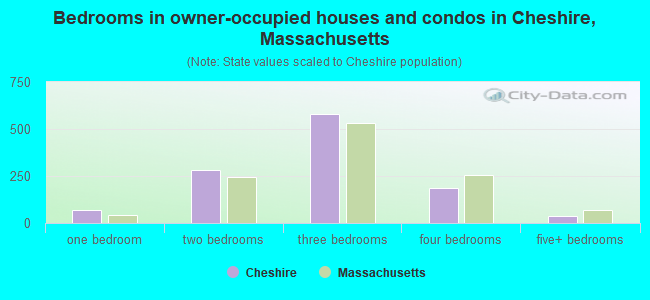 Bedrooms in owner-occupied houses and condos in Cheshire, Massachusetts
