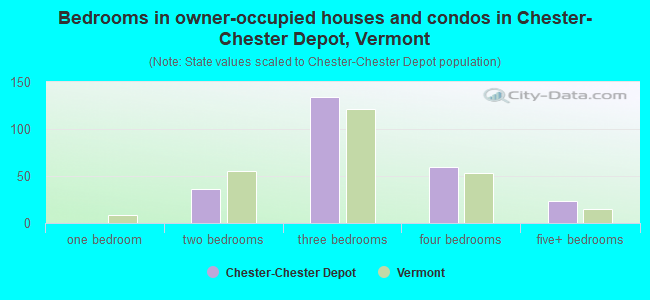 Bedrooms in owner-occupied houses and condos in Chester-Chester Depot, Vermont