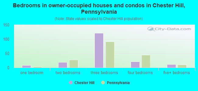 Bedrooms in owner-occupied houses and condos in Chester Hill, Pennsylvania