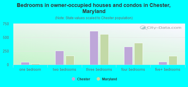 Bedrooms in owner-occupied houses and condos in Chester, Maryland