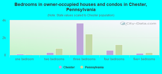 Bedrooms in owner-occupied houses and condos in Chester, Pennsylvania