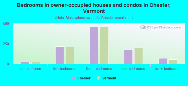 Bedrooms in owner-occupied houses and condos in Chester, Vermont
