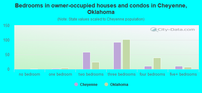 Bedrooms in owner-occupied houses and condos in Cheyenne, Oklahoma