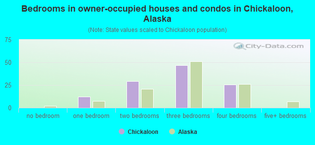 Bedrooms in owner-occupied houses and condos in Chickaloon, Alaska