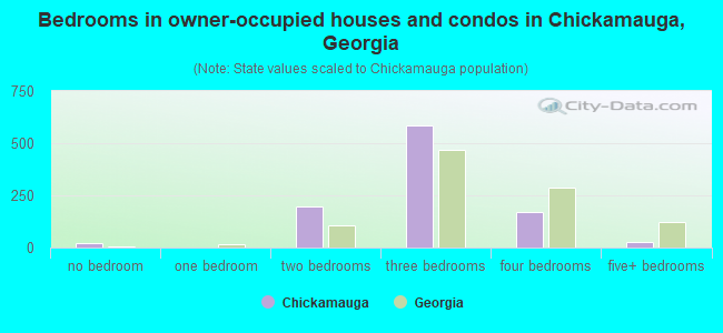 Bedrooms in owner-occupied houses and condos in Chickamauga, Georgia