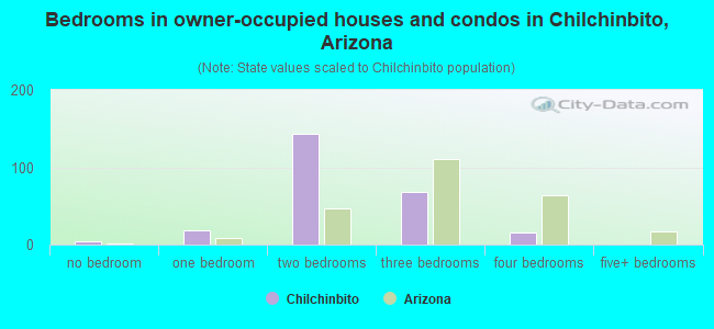 Bedrooms in owner-occupied houses and condos in Chilchinbito, Arizona